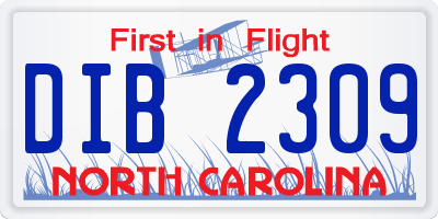 NC license plate DIB2309