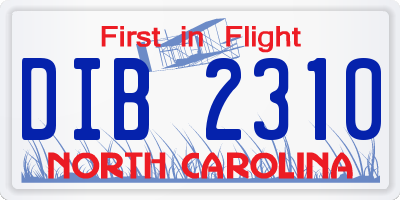 NC license plate DIB2310