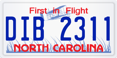 NC license plate DIB2311