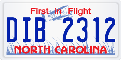 NC license plate DIB2312