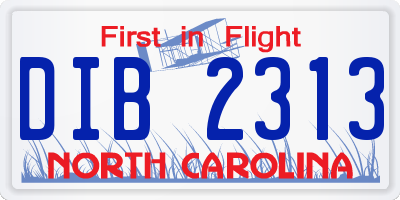 NC license plate DIB2313