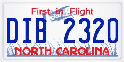 NC license plate DIB2320