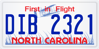 NC license plate DIB2321
