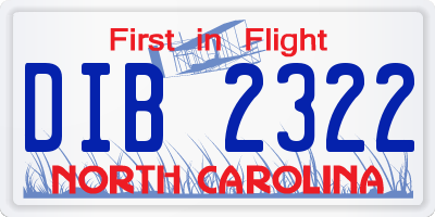 NC license plate DIB2322