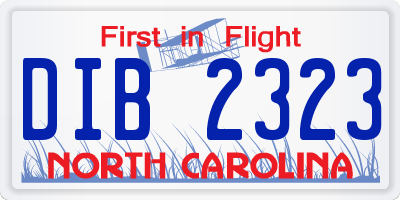 NC license plate DIB2323