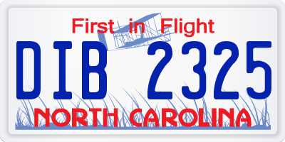 NC license plate DIB2325