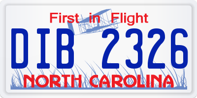 NC license plate DIB2326