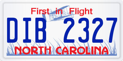 NC license plate DIB2327