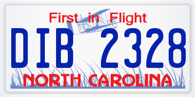 NC license plate DIB2328