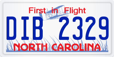 NC license plate DIB2329