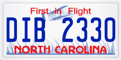 NC license plate DIB2330