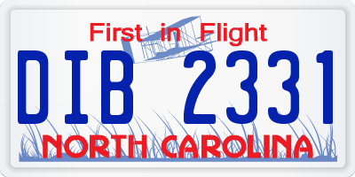 NC license plate DIB2331