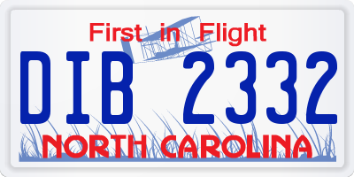 NC license plate DIB2332
