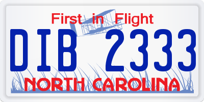 NC license plate DIB2333