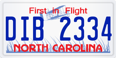 NC license plate DIB2334