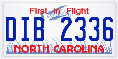 NC license plate DIB2336