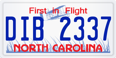 NC license plate DIB2337