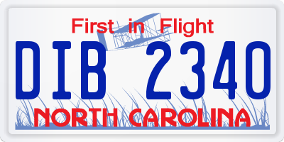 NC license plate DIB2340