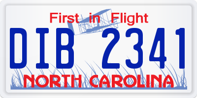 NC license plate DIB2341