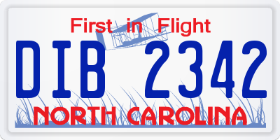 NC license plate DIB2342