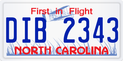 NC license plate DIB2343