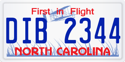 NC license plate DIB2344