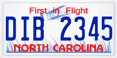 NC license plate DIB2345