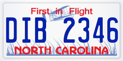 NC license plate DIB2346