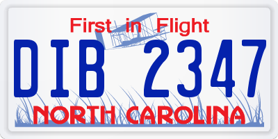 NC license plate DIB2347