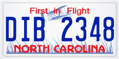 NC license plate DIB2348