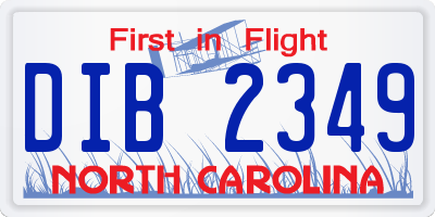 NC license plate DIB2349