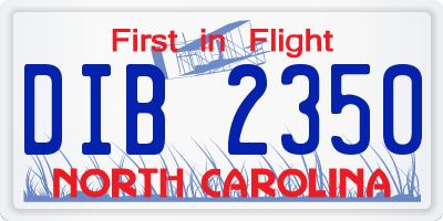 NC license plate DIB2350