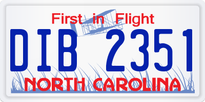 NC license plate DIB2351
