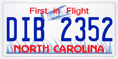 NC license plate DIB2352