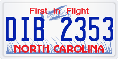 NC license plate DIB2353