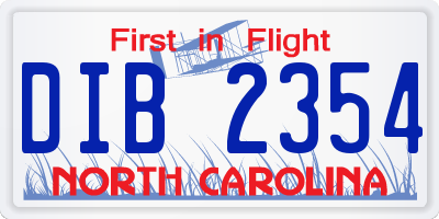 NC license plate DIB2354