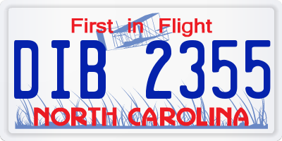 NC license plate DIB2355