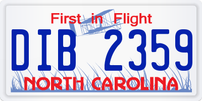 NC license plate DIB2359