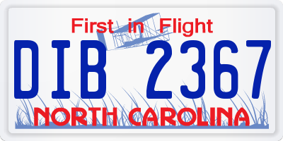 NC license plate DIB2367