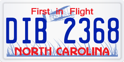 NC license plate DIB2368