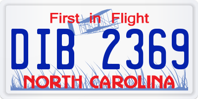 NC license plate DIB2369