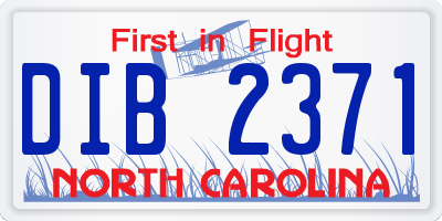 NC license plate DIB2371