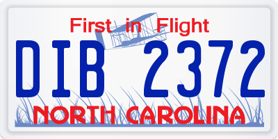 NC license plate DIB2372
