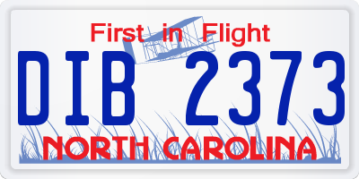 NC license plate DIB2373