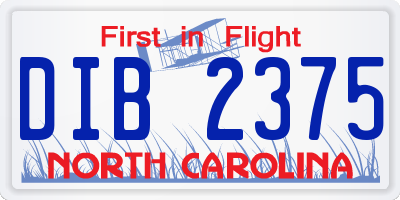 NC license plate DIB2375