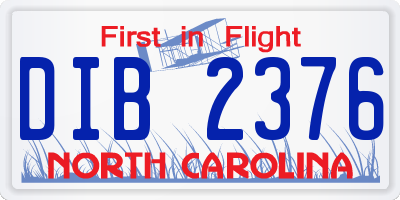 NC license plate DIB2376
