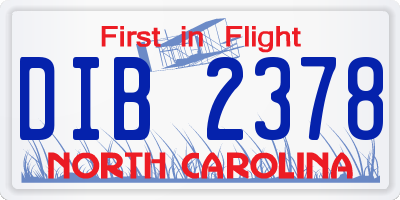 NC license plate DIB2378