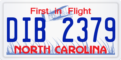 NC license plate DIB2379