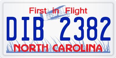 NC license plate DIB2382