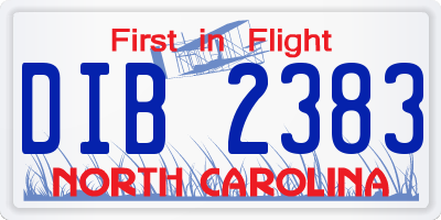 NC license plate DIB2383